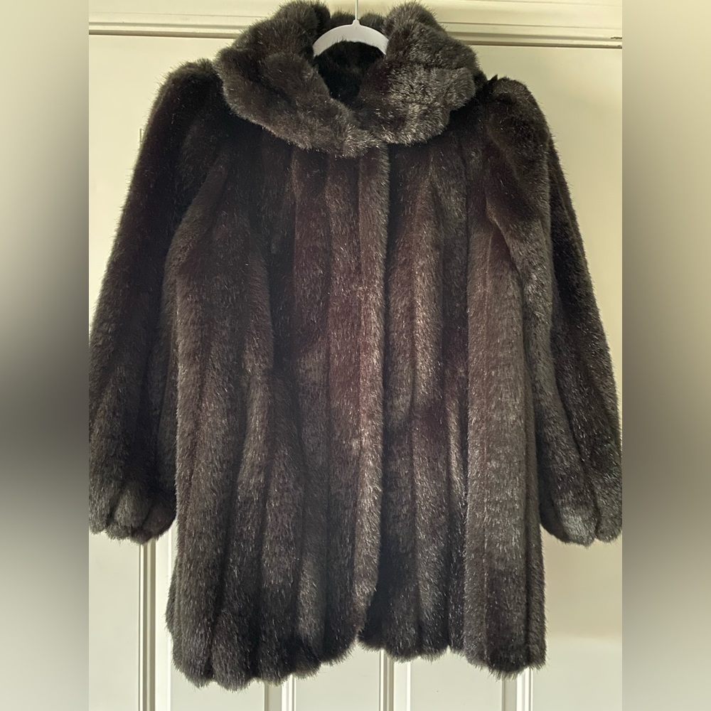 Vintage Jordache Black Faux Fur Jacket - Picture 1 of 5